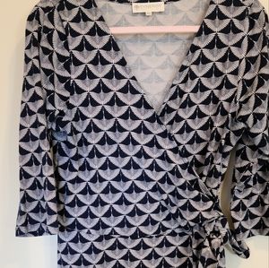Synergy Patterned Blue Wrap Dress